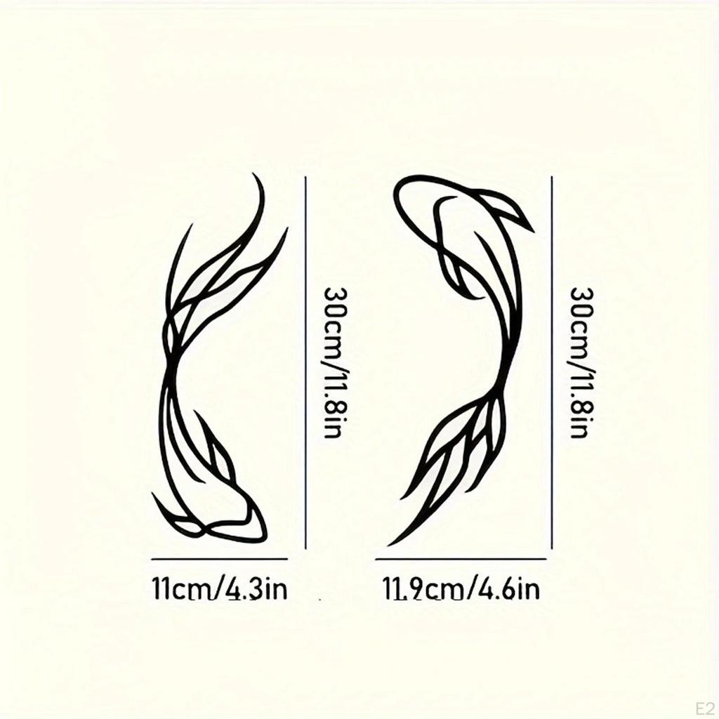 2 Металлические настенные скульптуры Кои, Декор, Креативные подарки, Абстракция, Подвески, Минималистичная линия