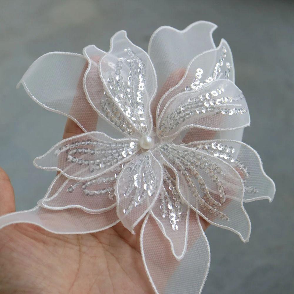 Lace Fabric Mesh Clothes Patches 20cm Flower Cloth Sticker New DIY Flower Embroidery Patches