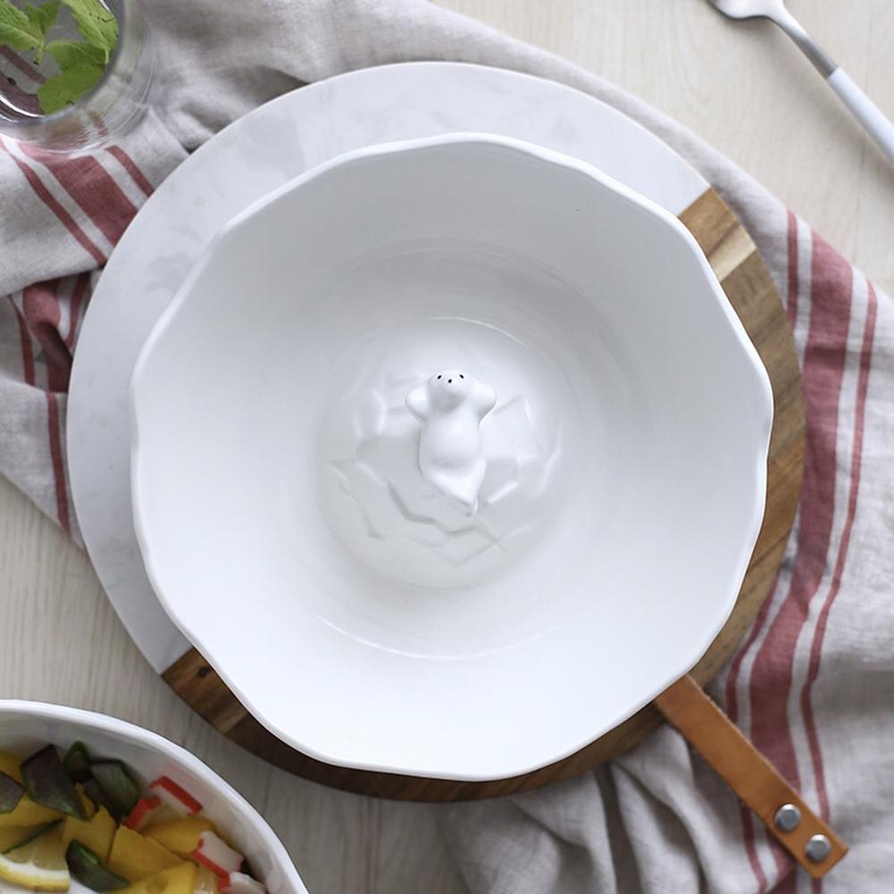 White Ceramic Bowl Large Salad Mixing Bowl Container For Restaurant