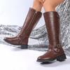 Women's Shoes  Side Zipper Women's Boots Fashion Belt Buckle Modern Boots Women New Round Toe Square Heel Knee-High Boots