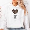 Women Hoodies Tops Funny Heart Leopard Print Hoodie Fashion Clothing Casual Female Sweatshirts Heart Leopard Fashion Streetwear