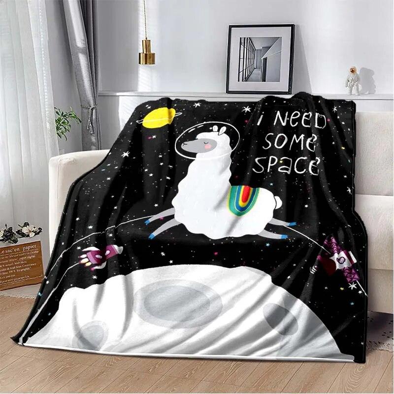 Фланелевое одеяло с 3D принтом космических животных, универсальное праздничное подарочное одеяло, теплые и мягкие одеяла на все сезоны