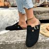 Fashion Women Slippers Closed Toe Round Toe Clogs Sandals Autumn New 2024 Retro Solid Color Flat Slippers Slides Women Zapatos De Mujer