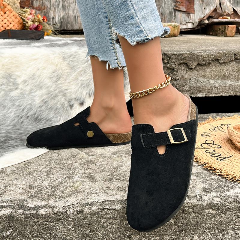 Fashion Women Slippers Closed Toe Round Toe Clogs Sandals Autumn New 2024 Retro Solid Color Flat Slippers Slides Women Zapatos De Mujer