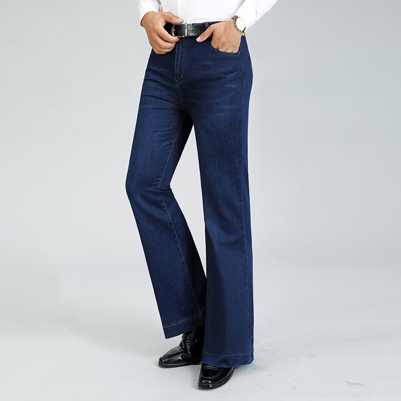 Мужские эластичные свободные брюки с широкими штанинами, расклешенные джинсовые брюки, расклешенные джинсовые брюки со средней талией