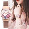 Fashion Women Magnet Buckle Flower Watch Luxury Ladies Rose Stainless Steel Quartz Watch For Clock