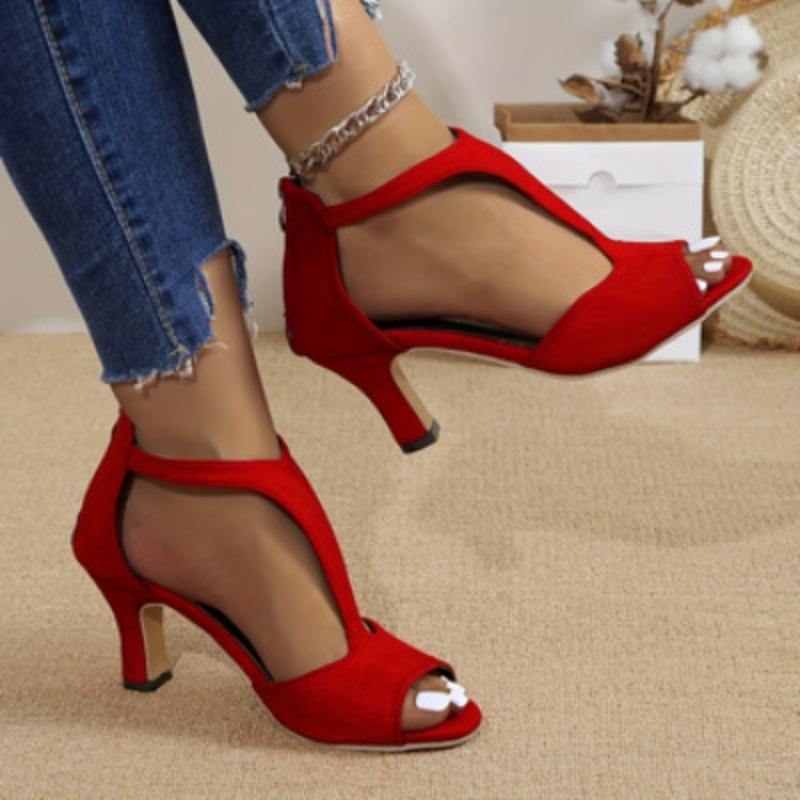 Heeled Sandals Women Back Zipper Fishmouth High Heels Women Shoes Summer Fashion Stiletto Women Sandals