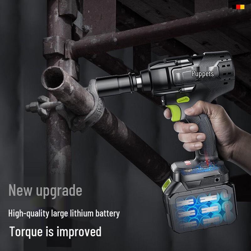Бесщеточный электрический ударный гайковерт с высоким крутящим моментом и литиевой батареей для авторемонта, монтажа строительных лесов и деревообработки