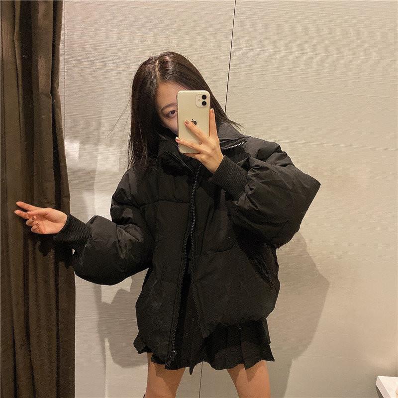 Осень-зима, женская короткая куртка-парка с хлопковой подкладкой, пальто с воротником-стойкой, сплошной цвет в консервативном стиле, толстые карманы на молнии, большие размеры XS-L