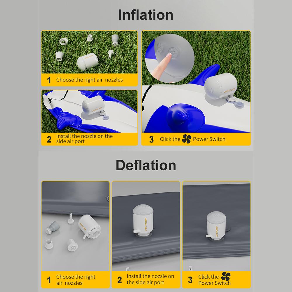 Air Equip Compressor Portable Tiny Pump For Camping Bed Illumination With LED Lantern 3.5Kpa Quick Inflate Deflate For Outdoor