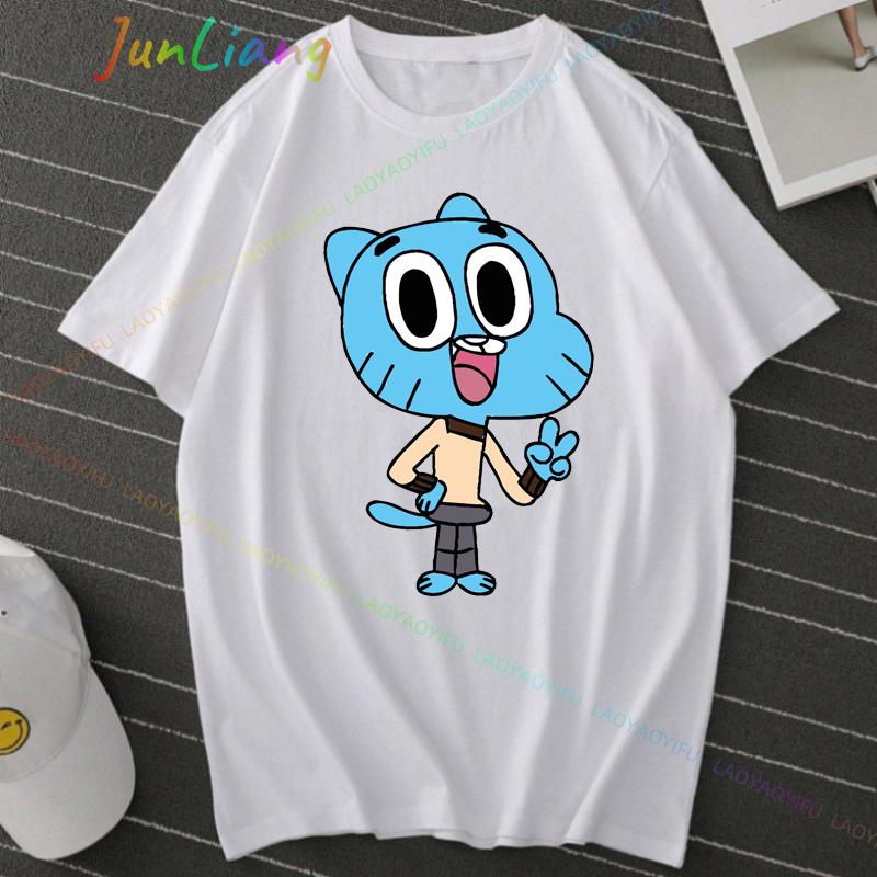 Lindo El Increíble Mundo De Gumball Gumball Y Darwin Camisetas Hombre Ideal Para Correr Y Ropa Unisex Men Tshirt Y2k Clothes