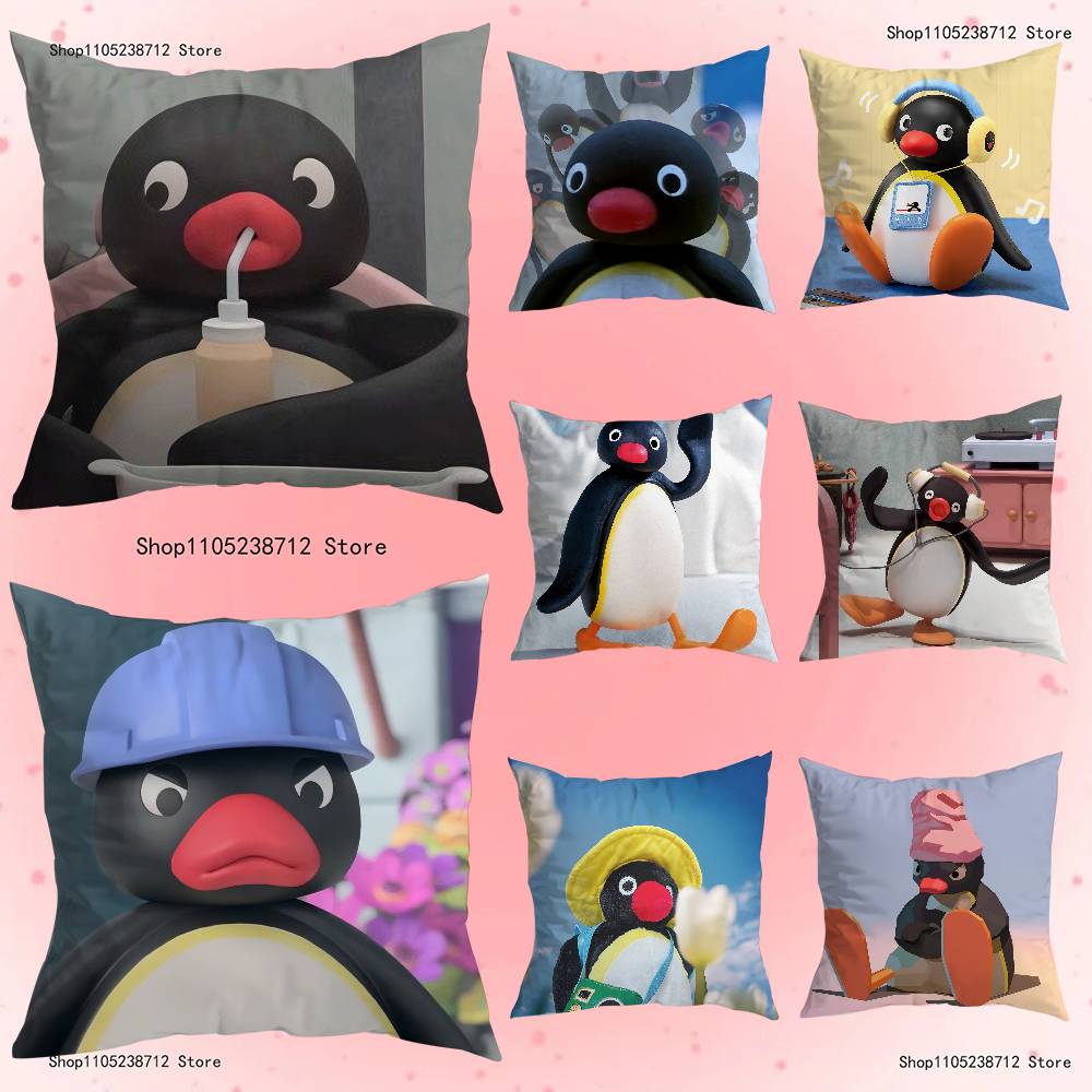 Смешная наволочка для подушки с пингвином P-Pingu для декора дивана, автомобиля, офиса, комнаты, печатная наволочка, декорации и чехол-защита