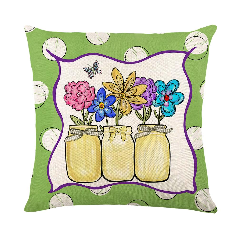 New Spring Printed Pillow Cover Polyester Letter Flower Bouquet Home Cushion Cover Bedroom Cushion Cover