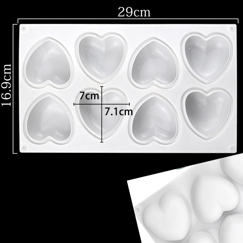 3D Mousse Cake Baking Mold Heart Cheesecake Dessert Diamond Monoporcji Silicone Mould Candle Soap Making Supplies Pastry Tools