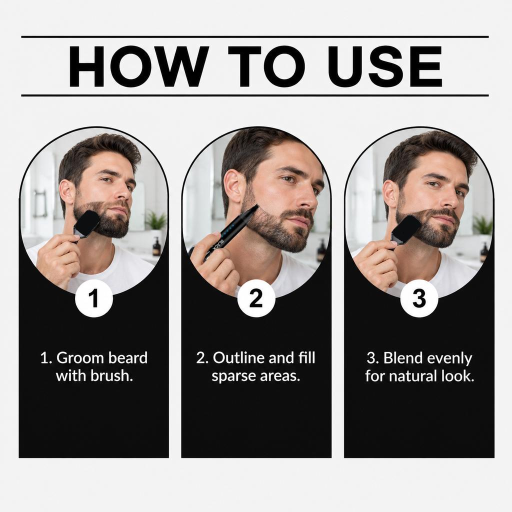 Black Beard Pen Set: Precise Coloring, Long-Lasting, Color-Enhancing, Smooth Strokes, Complete Package - Comprehensive Beard Pen Set