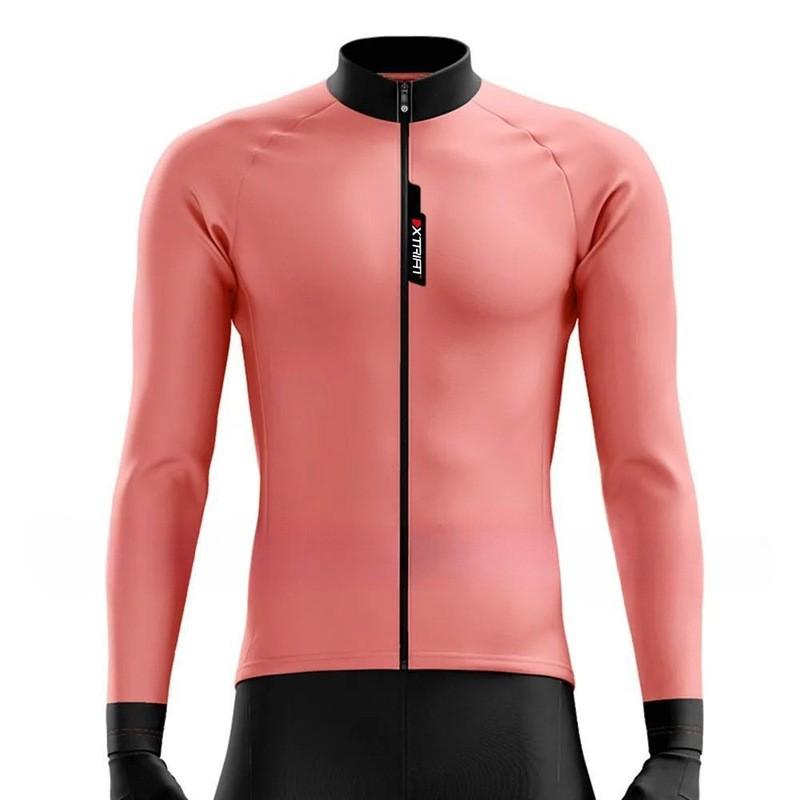 Mens Winter Thermal Cycling Jersey Long Sleeve Fleece Lined Windproof Bike Apparel Cold Weather Outdoor Riding