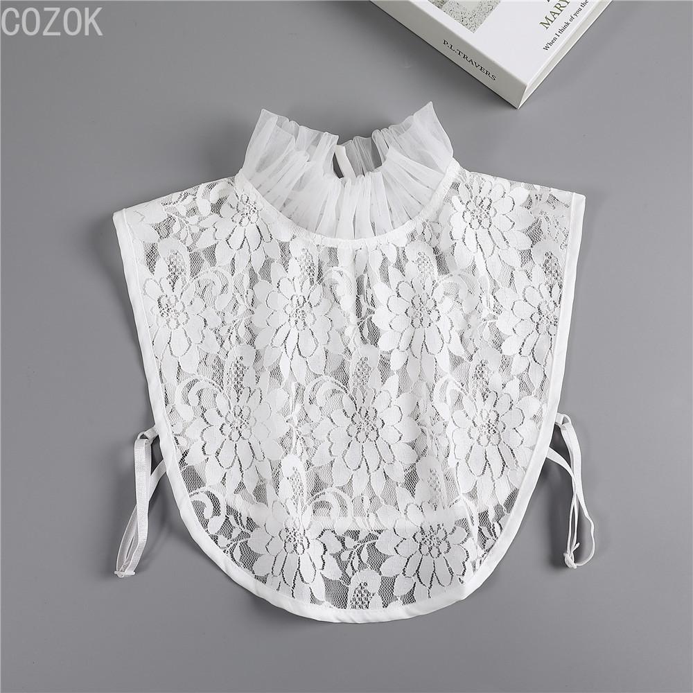 Women's Solid Colour Black White Vertical Small Flip Collar Versatile Shirt Jumper Jumper Fashion Lace False Collar Four Seasons