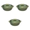 Set of 3 Oribe 4 Pots X X Earthenware Banko Direct Setomonohonpo No. [14cm 12.5cm 7cm] Single-Serving Pot, Ware, Fire,