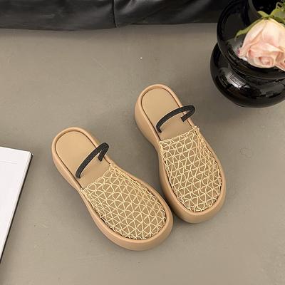 Модные водонепроницаемые шлепанцы на высокой платформе, летние новые с круглым носком, с мелким вырезом, сетчатые, полые, противоскользящие, износостойкие сандалии