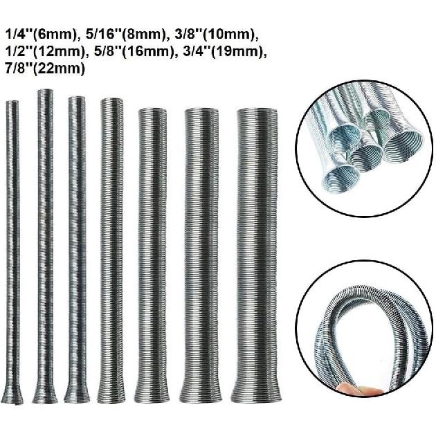 Набор пружинных трубогибов 13,7-дюймовый инструмент для гибки труб из меди, алюминия, стали, различные размеры от 1/4" до 7/8" для сантехнических работ(8мм)