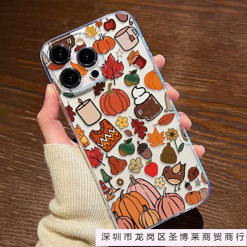 Иллюстрация тыквы на Хэллоуин для Apple iPhone11/12/13/14/15/16ProMax Прозрачный чехол 8