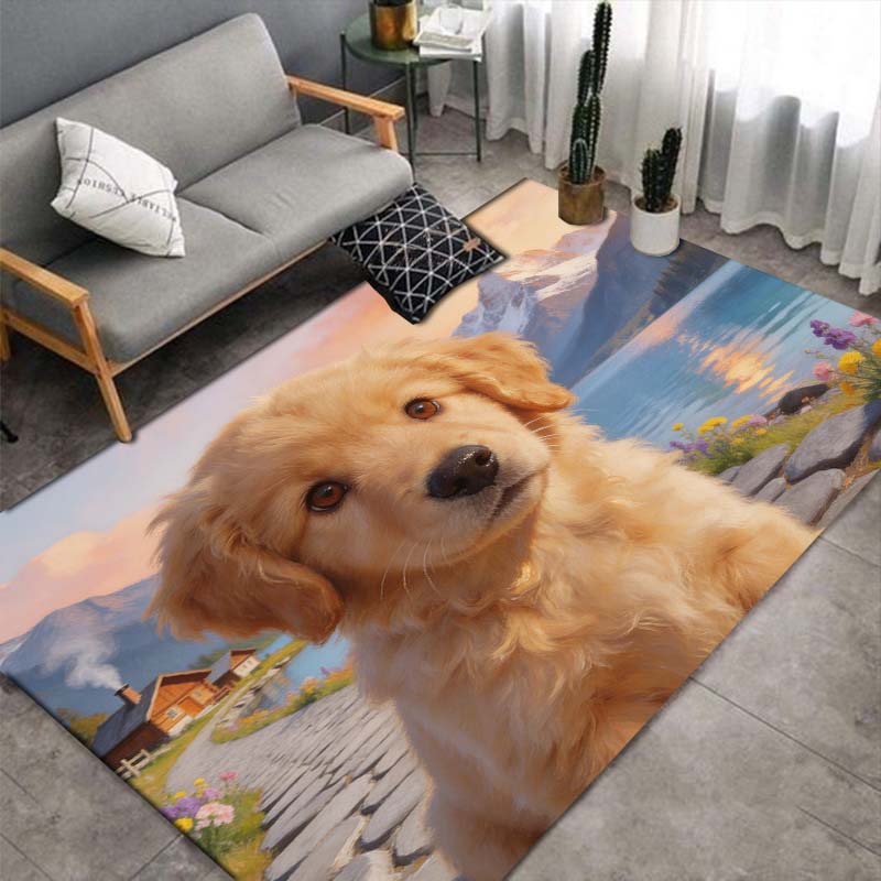 Summer Border Collie Area Rug, Cute Puppy Floor Mat