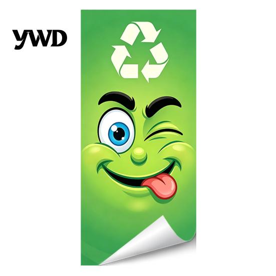 Cute Big Eye Trash Can Faces Funny Cartoon Sticker, Expression Decorative Removable PVC Stickers for Recycling Bins Adhesive Label, Waterproof