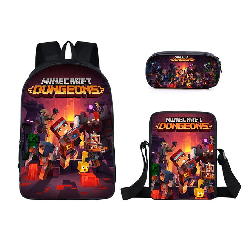 Minecraft Cartoon Game Character Printed Children Large Backpack Capacity