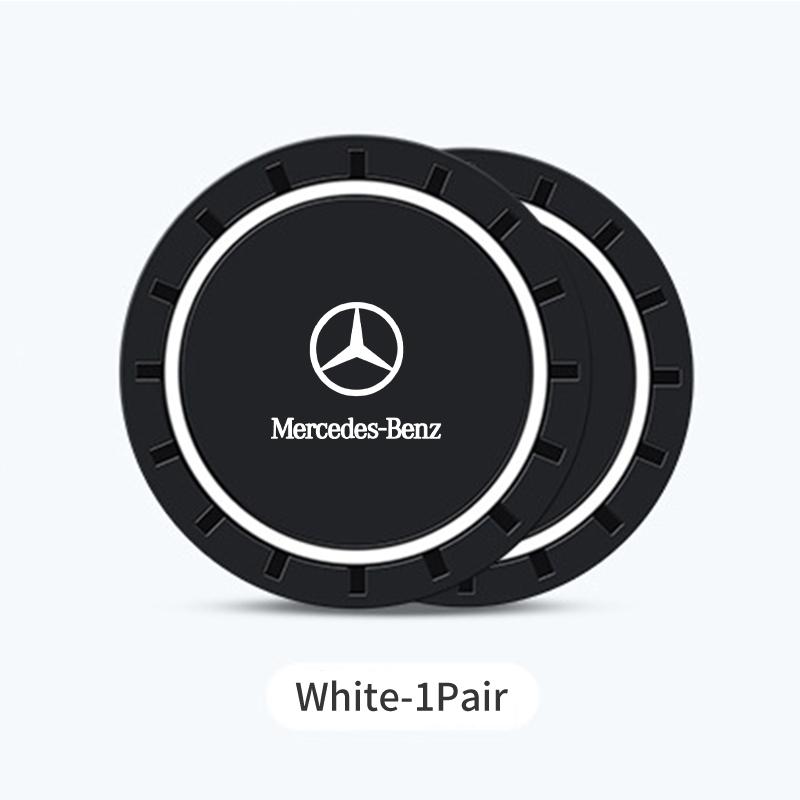 HQQM3 2PCS Car Coasters Water Cup Slots Non-Slip Mat Waterproof Cup Pad For Mercedes Benz AMG A B C E S V Class A180 W212 CLK CLA GLE