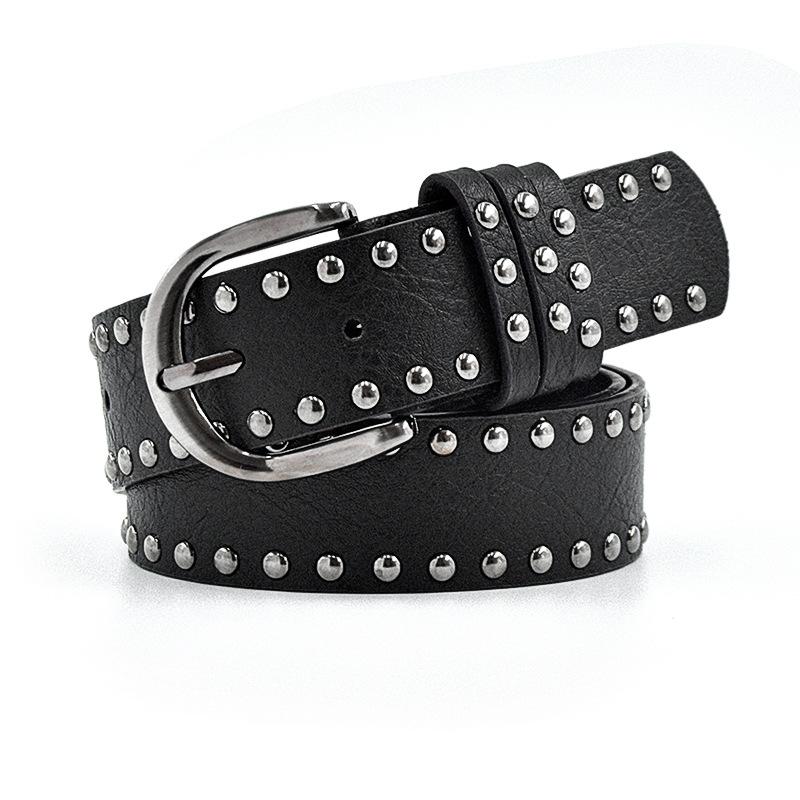 Women's Fashion Rivets Punk Style Wide Belt Casual Multi-color Jeans Accessories Versatile Student Belt