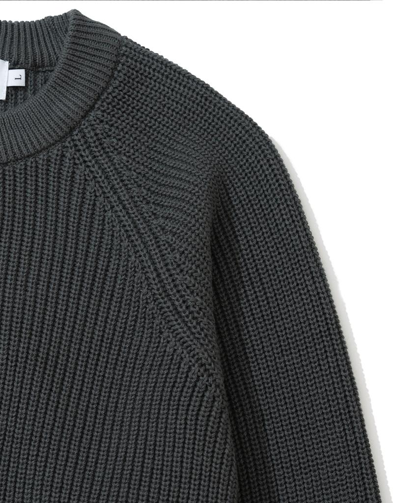 KNITTED [Nitied X Fashion Planet] Cotton Waffle Round Knit Charcoal