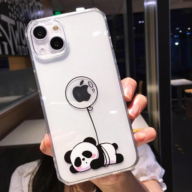 Креативный чехол для телефона с изображением панды для Iphone 11 12 13 Pro Max, прозрачный противоударный защитный чехол для объектива для Iphone X Xs Xr 7 8 Plus