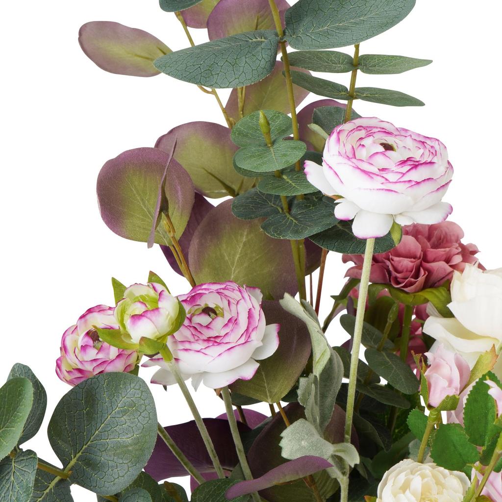 Francfranc Rose Eucalyptus Mix Bouquet, Pink, 2025 Model, Artificial Flowers for Interior Decoration