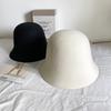 Pure wool bucket hat women's autumn and winter retro bucket hat black and white basin hat warm versatile