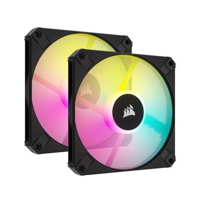 Серия CORSAIR AF SLIM, AF120 RGB SLIM, 120 мм x 15 мм RGB-вентилятор с гидродинамическим подшипником [Черный] (Упаковка из 2 шт., включая световой узел Core) CO-9050163-WW