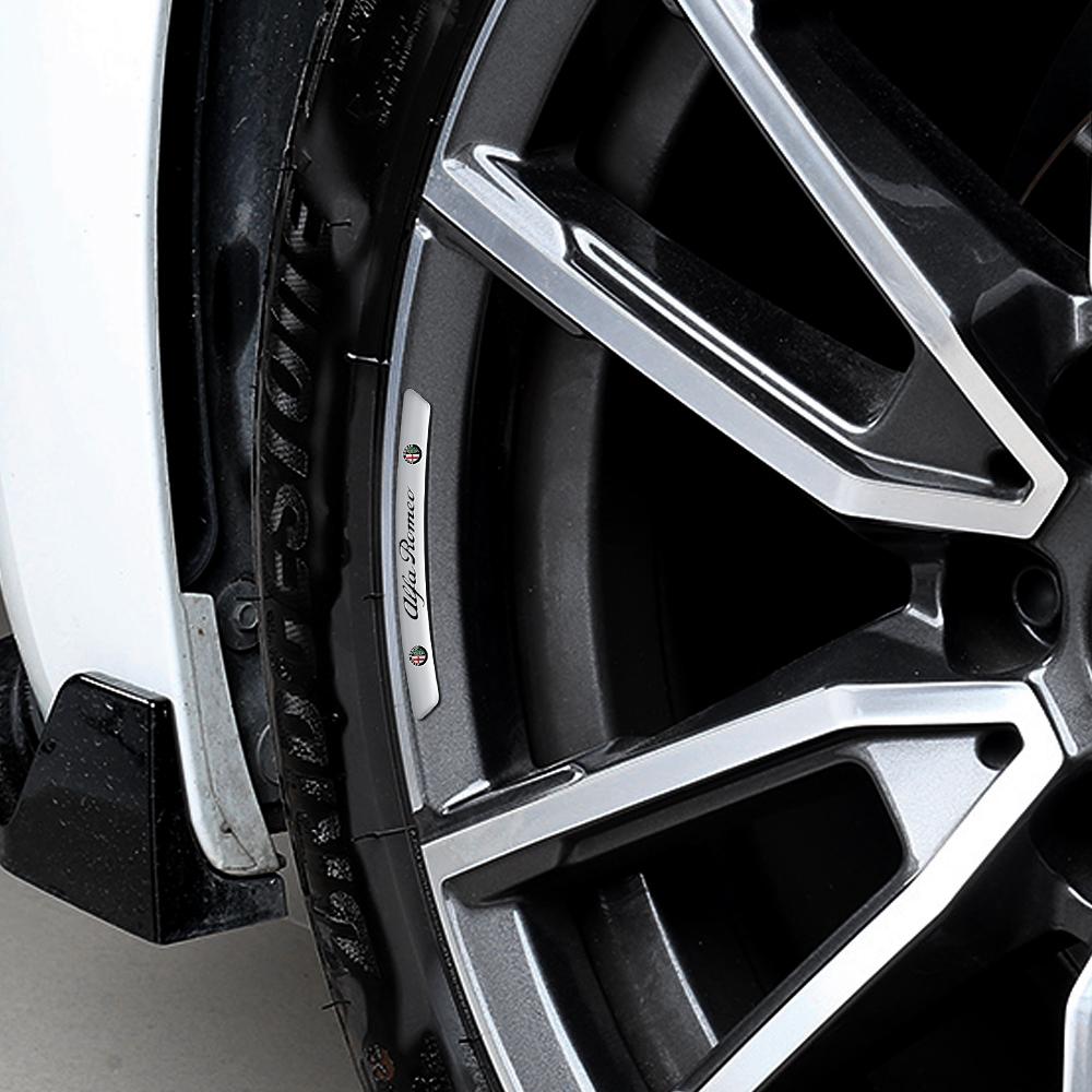 WAJDS1 For Alfa Romeo 4pcs Aluminum Car Badge Wheel Rim Sticker Accessories for Alfa Romeo 147 166 Sportwagon Giulietta Mito Giulia Ste