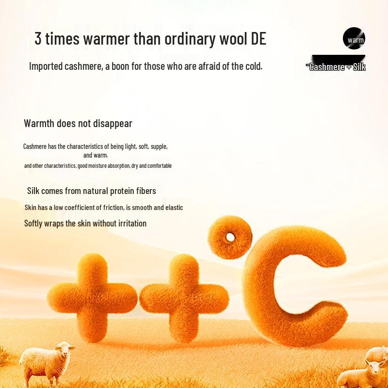 Women's Cashmere Silk Seamless Warm Underwear Set - Fleece-Lined Base Layer for Autumn and Winter