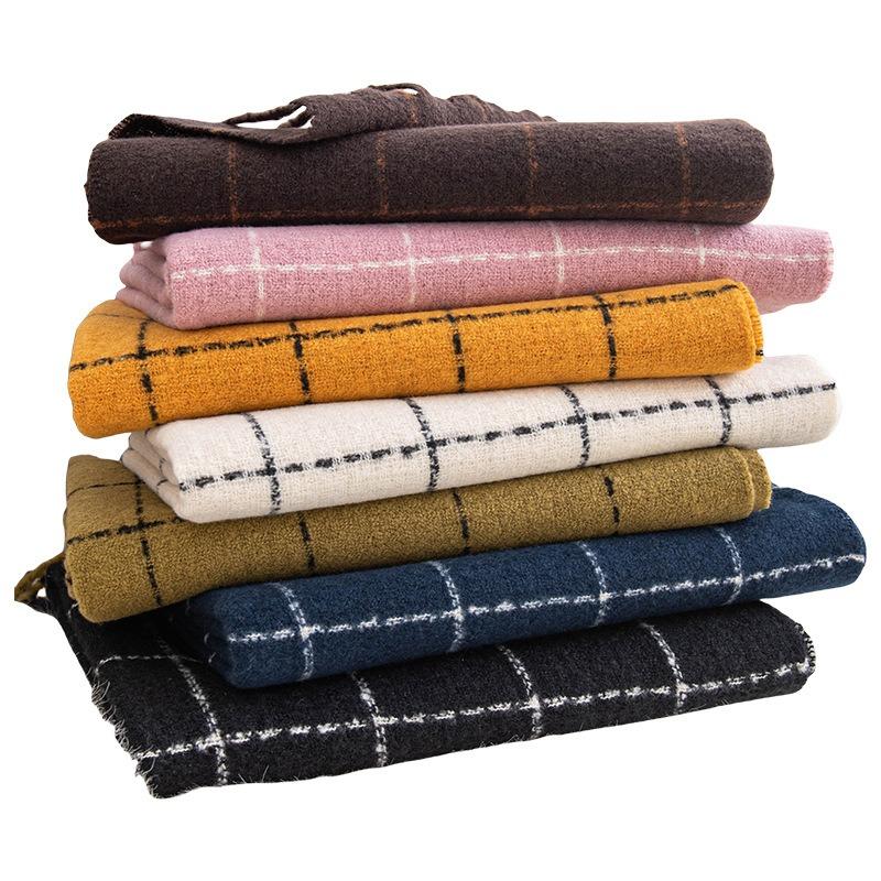 New Plaid Printing Scarf Women's Autumn and Winter Versatile Imitation Cashmere Scarf Couple Warm Shawl Men