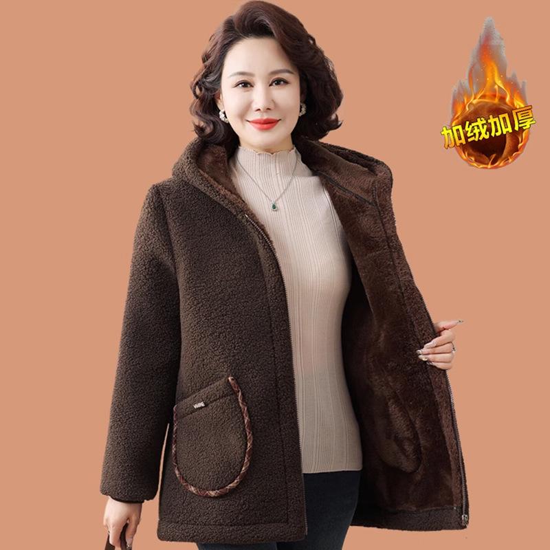 Зимнее пальто на флисовой подкладке больших размеров для женщин среднего и пожилого возраста