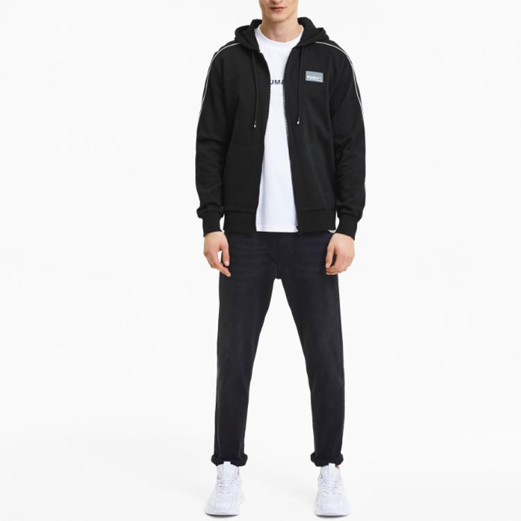 Puma Avenir Logo Casual Sports Hooded Jacket Мужская Верхняя одежда Черный 599334-01