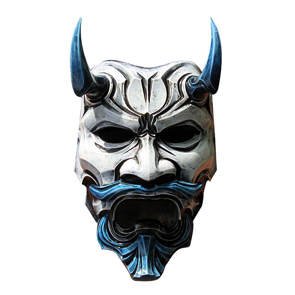 Samurai Uncle Oni Latex Mask Halloween Cosplay Props Horror Theme Decoration Toys for Adult