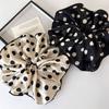 Korean Scrunchies Silk Satin Vintage Floral Hairtie for Pony Hair Band Beach Accessories Rolled Up Women and Girls Fashion Style