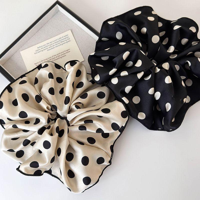 Korean Scrunchies Silk Satin Vintage Floral Hairtie for Pony Hair Band Beach Accessories Rolled Up Women and Girls Fashion Style