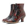 Fashion Genuine Leather Boots Women High-heeled Shoes Retro Rivet Short Boots