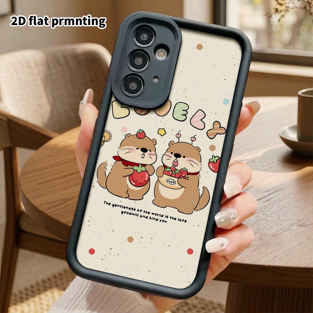Phone case: 2D flat Samsung Galaxy A34 A35 M05 M06 S20 S22 S21 FE Plus 5G protective case, with two little otters, perfect holiday gift for Christmas