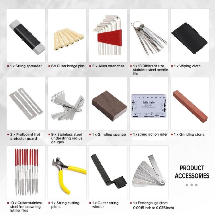 Набор инструментов для гитары Ремонт Обслуживание Чистка Наборы инструментов Полные наборы для настройки гитары