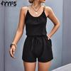 Women's Fashion Casual Solid Color Print Summer Spring Sleeveless Suspenders O-Neck Trousers Jumpsuits & Rompers