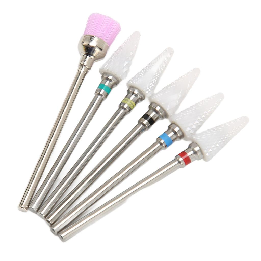 6pcs Nail Drill Bits Set Professional Salon Novice Ceramic Rhinestone Gel Polish Cuticle Remover Bits