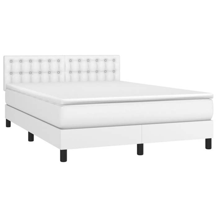Maison Exclusive - Sommier à lattes de lit avec matelas Blanc 140x200cm Similicuir