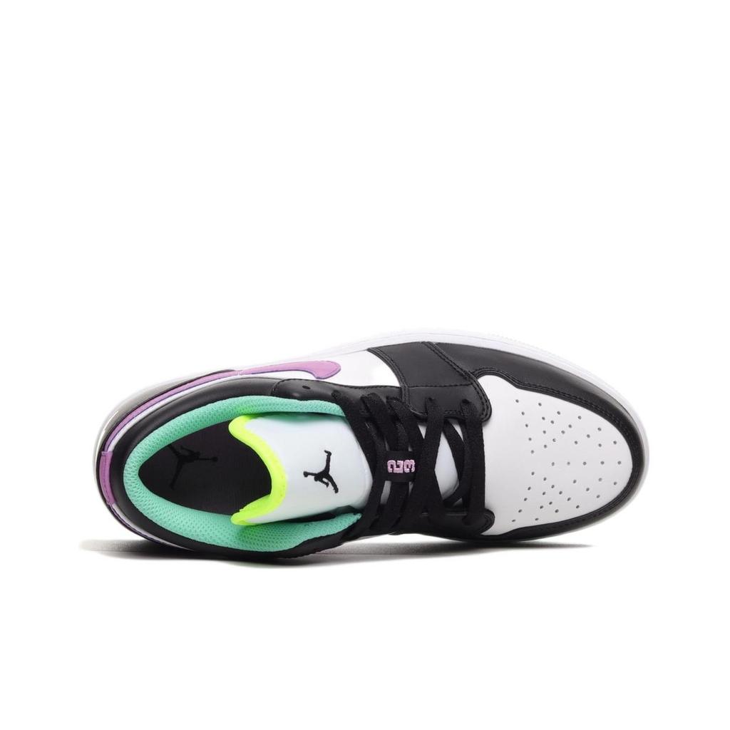 Детские кроссовки Air Jordan 1 Low GS White Violet Shock Black Green-Glow 553560-151